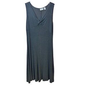 Chico's Travelers Deep V-Neck Fit and Flare Sleeveless Midi Dress, Black SZ 2(M)